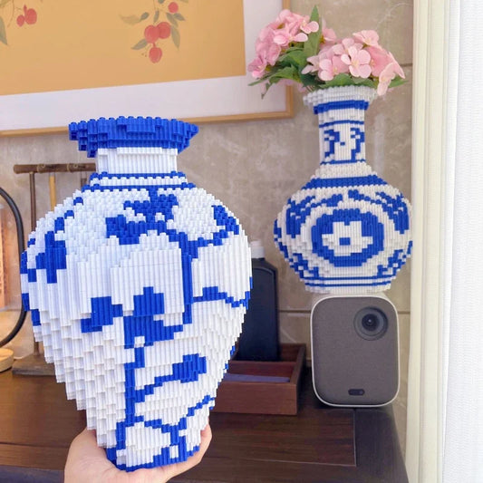 28cm Creative DIY Chinese Style Blue and White Porcelain Vase Puzzle