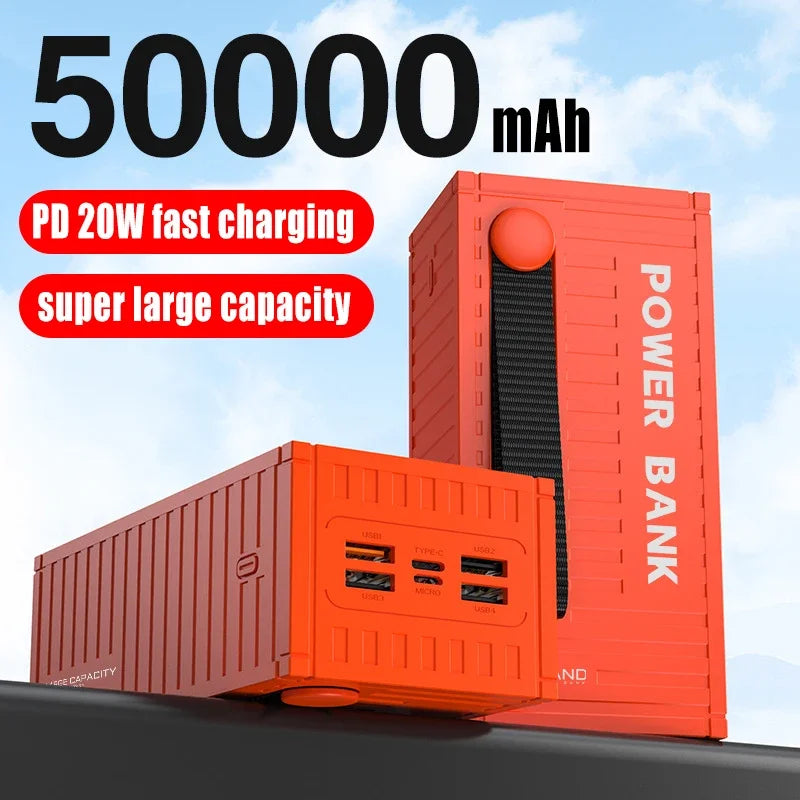 66W 50000mAh Power Bank Container Super Fast Charging Portable Powerbank for Huawei iPhone14 Xiaomi External Battery Charger New