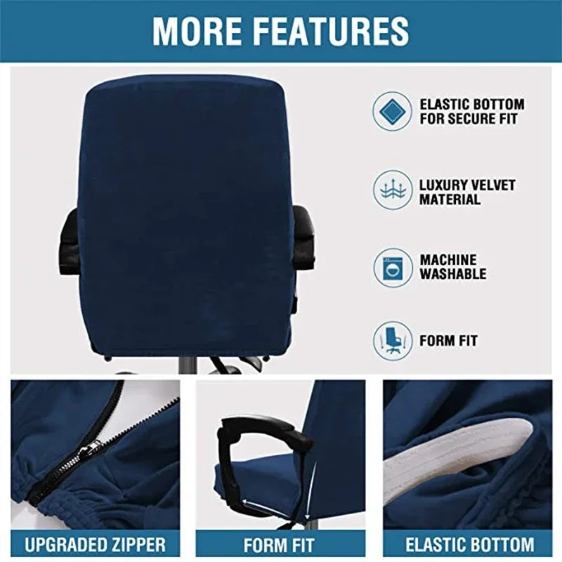 Stretch Spandex Office Chair Covers Anti-dirty Computer Seat Velvet Chair Cover Removable Slipcovers Set 2024