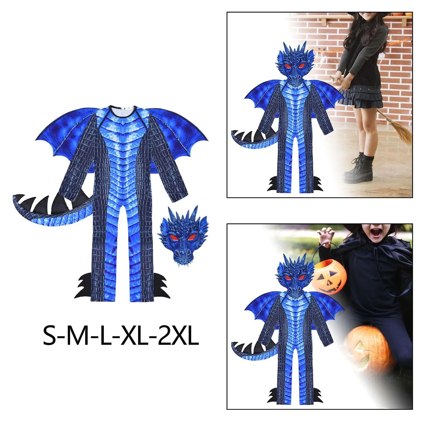 Kids Dragon Costume Dress up Halloween Costumes for Children Cosplay for Festival Carnivals Party Favors Boys Girls Easter