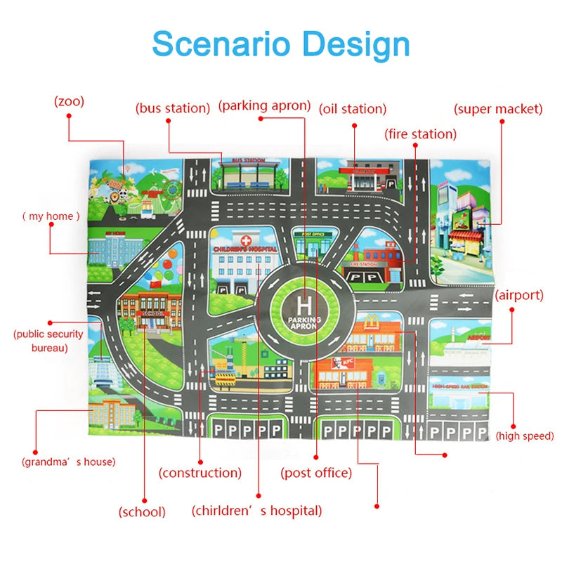 Kids City Map Toys Car Parking Road Map