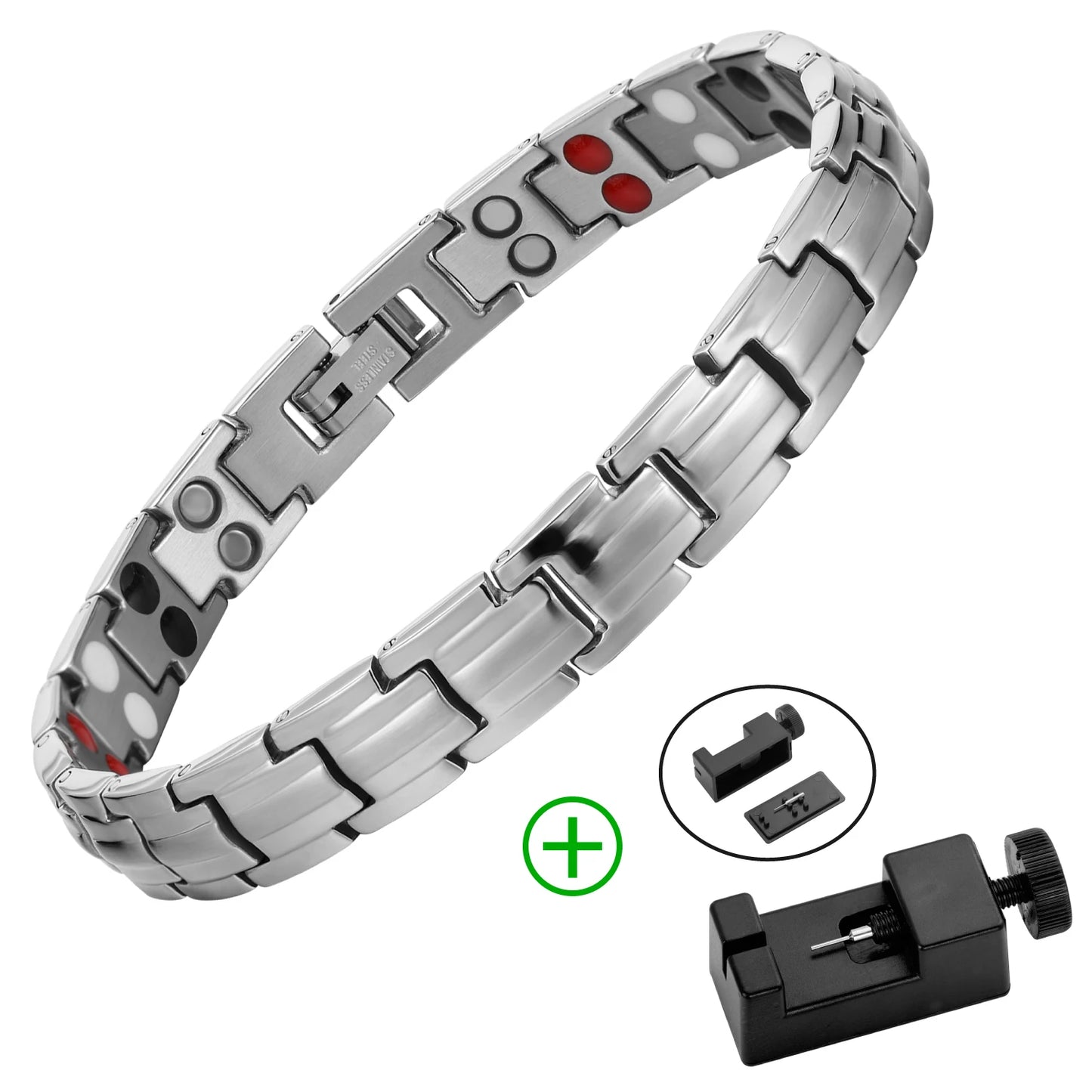 Women‘s Fashion Titanium Bracelet Double Row Health Care 4 Elements 3000 IONS Germanium Magnetic Bracelets Bangles