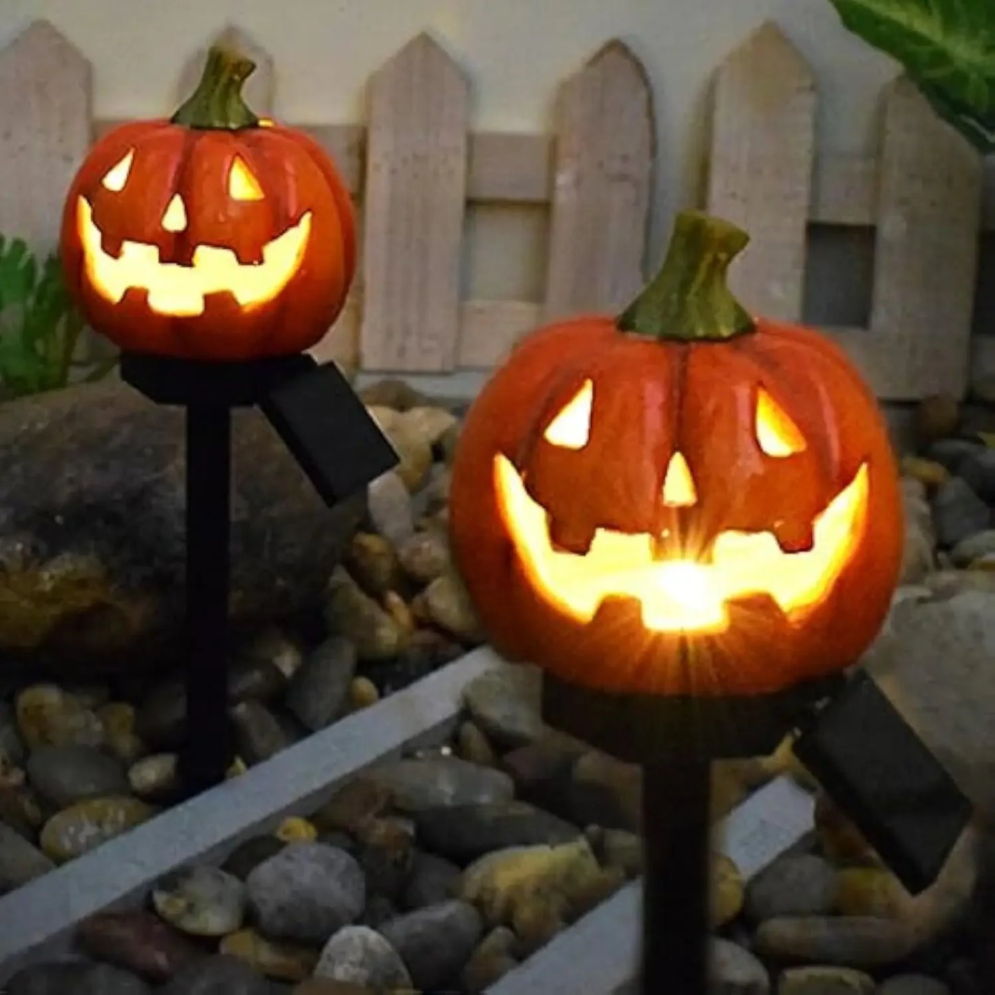 Halloween Solar Light Lawn Decorations Pathway 3D Orange Pumpkins Stake Markers Stake Walkway Driveway Garden Decor Stake Lamp