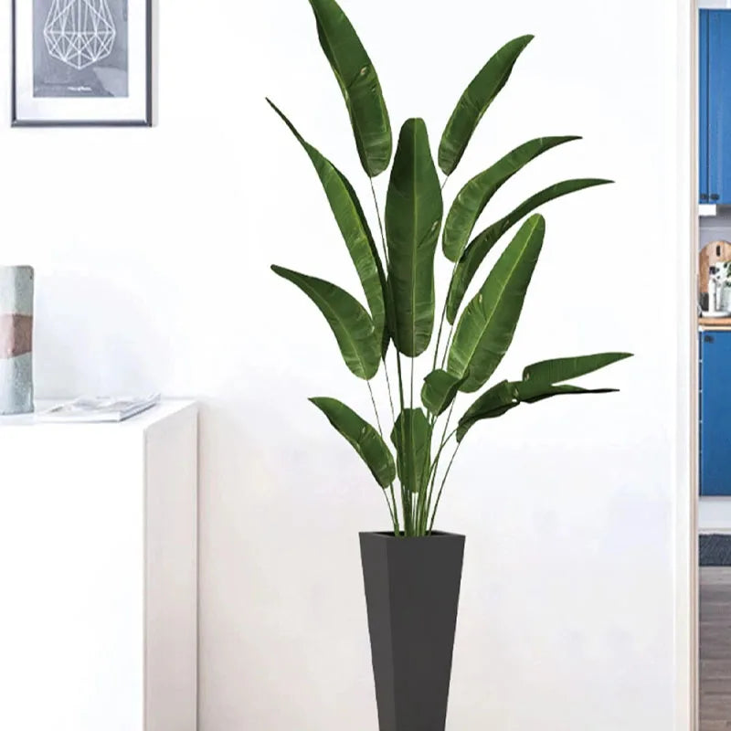 1 Piece of Tropical Plant Potted Pattern Wall Sticker with Exotic Vitality Green Leaves Living Room Bedroom Home Decoration