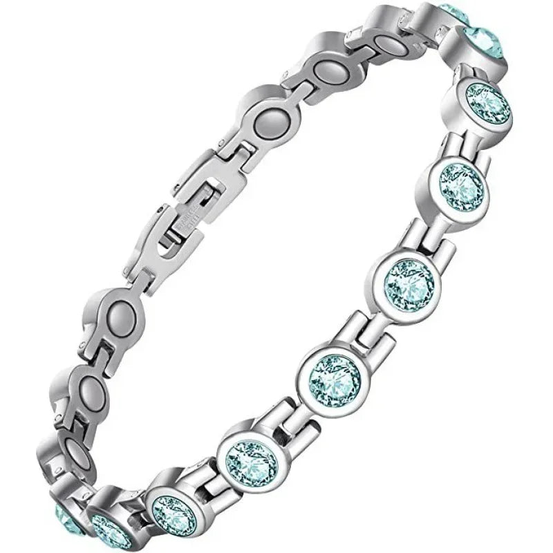 Healthy Therapy Energy Bracelets for Women Magnetic Weight Loss Rhinestone Jewelry