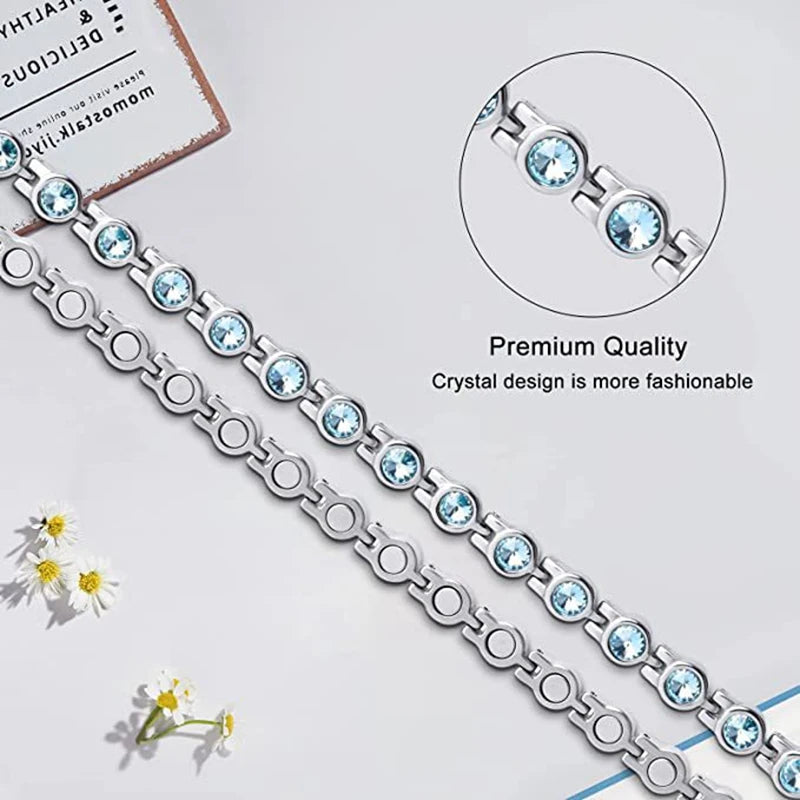 Healthy Therapy Energy Bracelets for Women Magnetic Weight Loss Rhinestone Jewelry