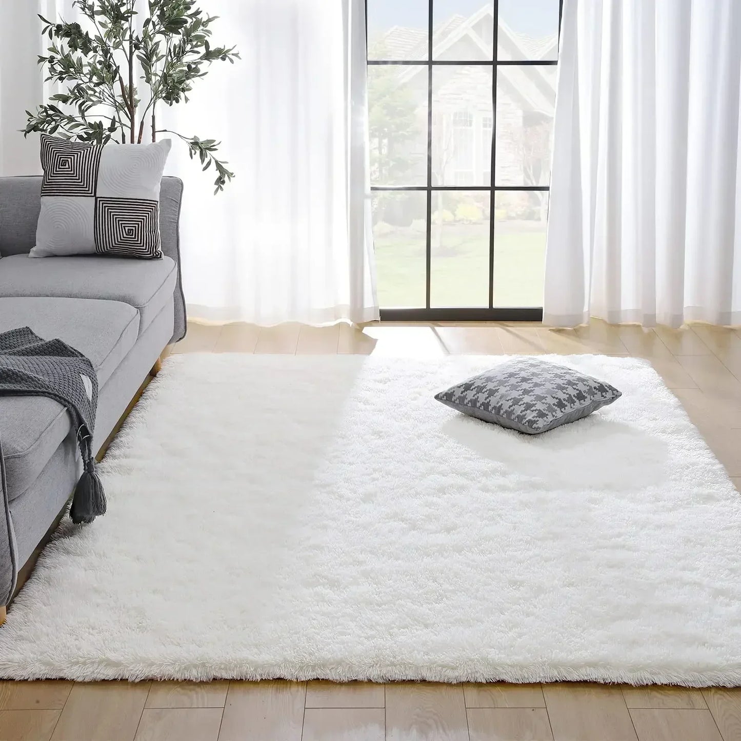 Plush Carpet Suitable For Living Room White Soft Fluffy Carpets Bedroom Bathroom Non-slip Thicken Floor Mat Teen Room Decoration