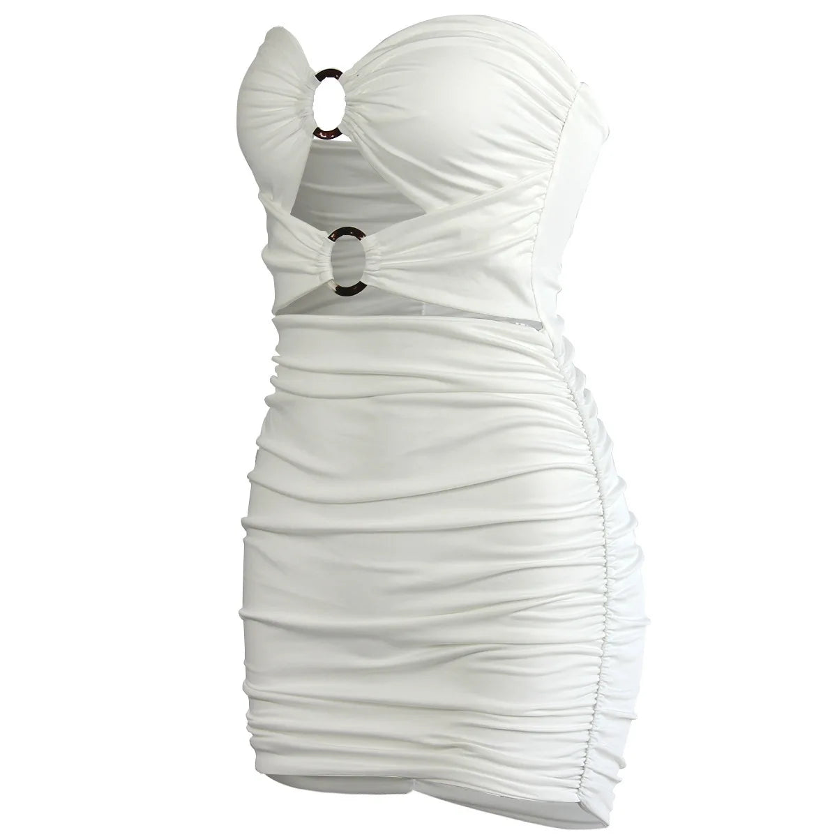 Women Bandage Sleeveless Skinny Cut Out Ruched Strapless Dress Sexy Mini Party Dress