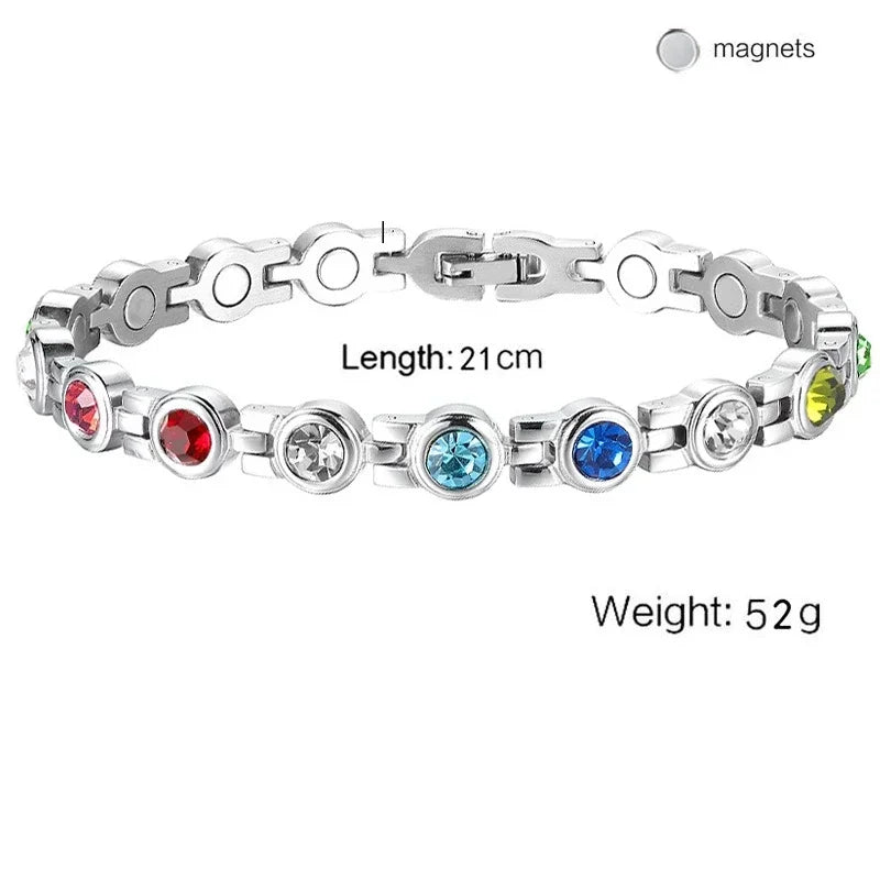 Healthy Therapy Energy Bracelets for Women Magnetic Weight Loss Rhinestone Jewelry