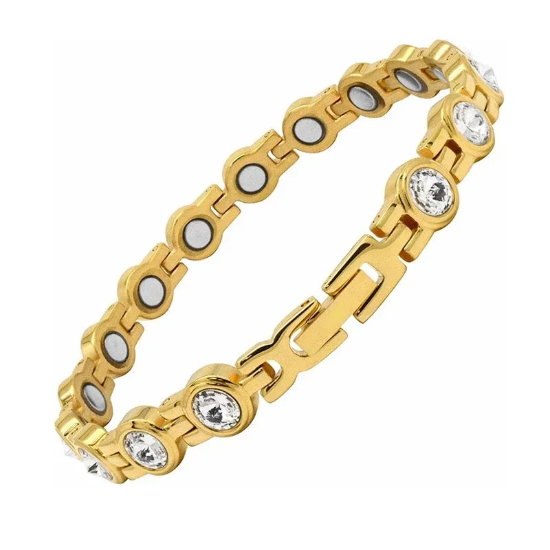 Healthy Therapy Energy Bracelets for Women Magnetic Weight Loss Rhinestone Jewelry