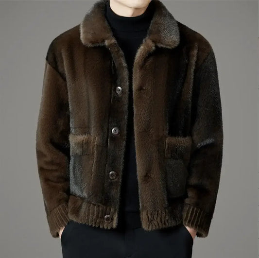 2024 Luxury Winter Coat Men Hooded Thick Fur Coat Jacket Branded Single Breasted Designer Men's Clothing Slim