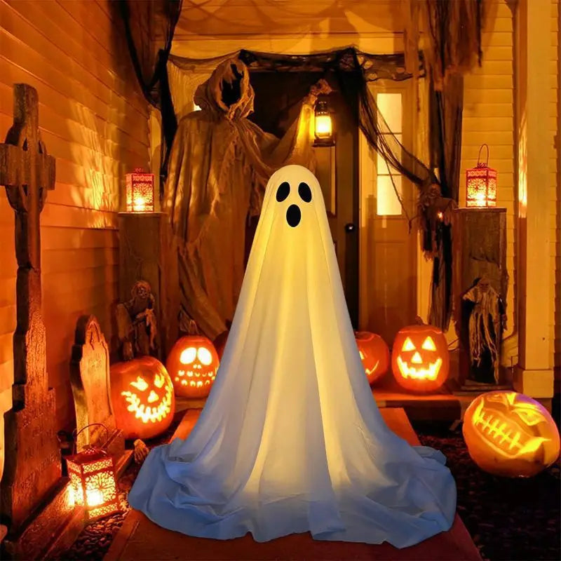 85CM Halloween Decor Light Strings Battery Front Porch Ghost Decorations Scary White Ghosts Stand Courtyard Halloween Decoration