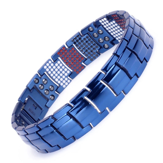 Men Blue Health Magnetic Bracelet  Black Plated Pure Titanium Bangle Magnetic Ion Germanium Far Infar Red Bracelets Jewelry