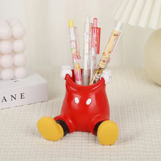 2024 New Disney Mickey Pen Container Phone Holder Cartoon Figure Makeup Stationery Desktop Decoration Student Kid Women Gift